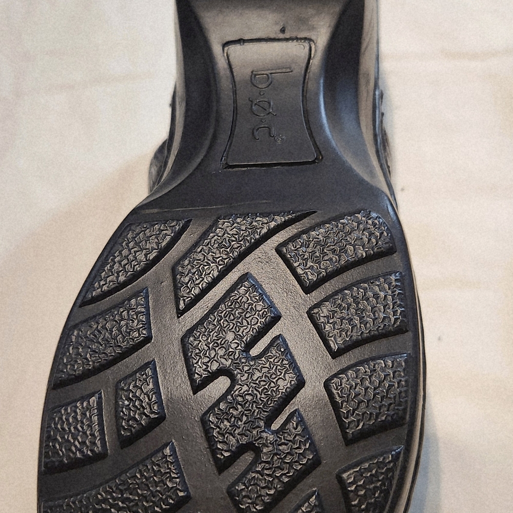 ⭐️b.o.c. Black Embossed Leather Slip-Ons Medical Workwear Size 10 - Picture 2 of 6